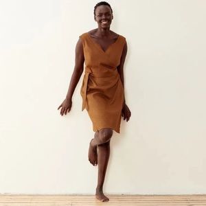 NWOT ADAY Wind Down Wrap Dress in Pecan (Camel)